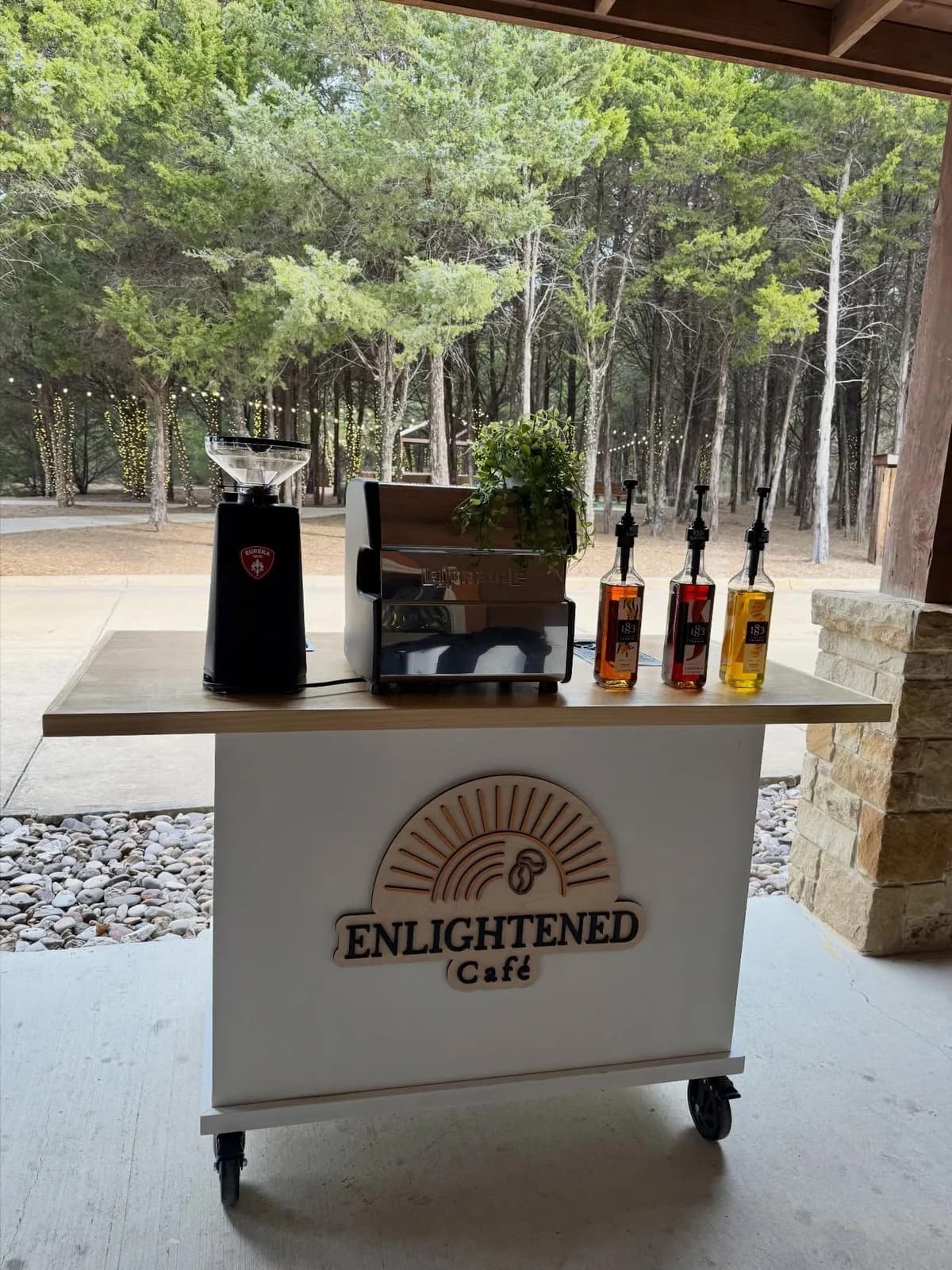 Enlightened Café mobile coffee cart ready to serve an event — coffee catering available in Lancaster, TX